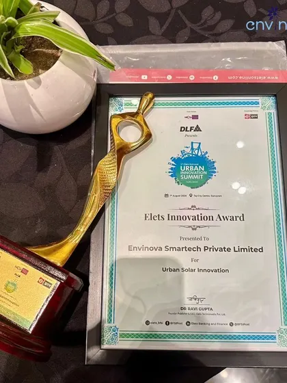 The Elets Innovation Award for "Urban Solar Innovation" presented to us at the Urban Innovation Summit. This award reflects our dedication to building the sustainable infrastructure essential for developing smart cities.
