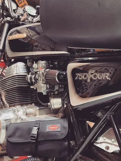 We even work on legends like this Honda 750 Four. Here it is, fitted with a Knipex tool roll, ready for any adventure.