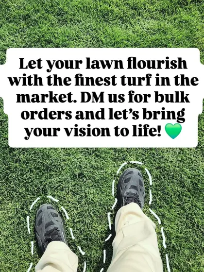 Let your lawn flourish with the finest turf on the market. This image invites you to feel the quality of our grass.