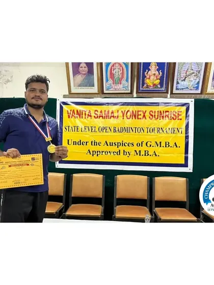 Our coach Siddhesh Raut leading from the front, winning the Men's Doubles title at the Yonex Sunrise Vanita Samaj Maharashtra State Open Tournament.