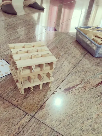 The focus in the room is always so real and inspiring. Each child gets their own set of planks and a space to bring their ideas to life, learning about balance and dedication through hands-on building.