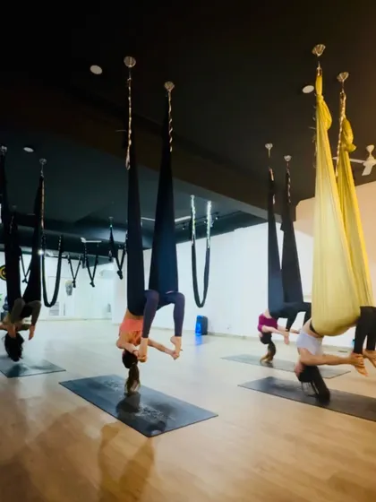 After the festive season, backbends are a great way to stimulate the lymphatic system and flush out toxins. The hammock provides the perfect support to deepen the pose.
