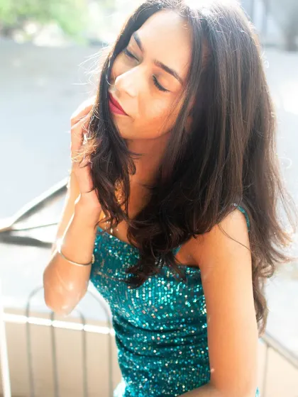 Just another day at work, feeling glamorous in this sequined dress. This is the kind of energy I bring to cocktail parties and glamorous social events.