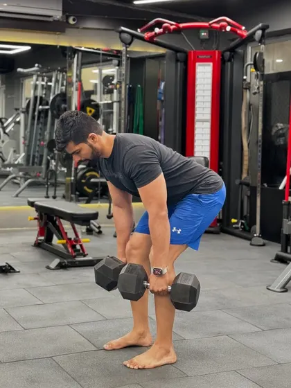 Fitness is the foundation of a more productive life. Here I am practicing what I preach with some dumbbell Romanian deadlifts.