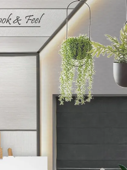 Another 'look & feel' board, this time focusing on incorporating greenery and specific textures. This initial step is crucial in our design process to ensure the final space is a true reflection of the client's personal style and functional needs.