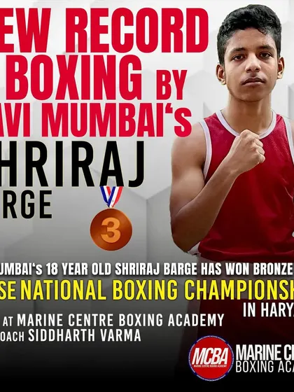 Another proud moment for the academy. Shriraj Barge, one of my most dedicated U-19 boxers, winning a Bronze Medal at the CBSE National Boxing Championships in Haryana. He has set a new record for Navi Mumbai.
