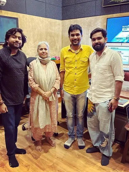 In the studio with Anubhav Suman and his team, recording for an upcoming TV show. My work often involves contributing to music for various television programs.