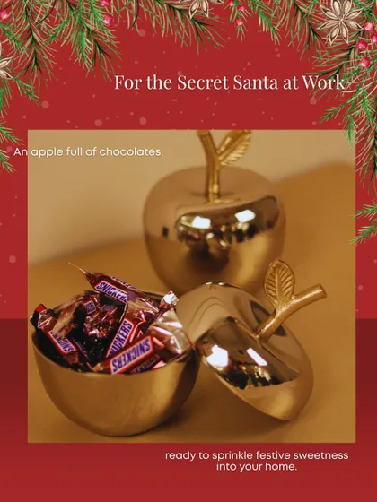 This golden apple-shaped jar is a perfect gift for the Secret Santa at work. Fill it with chocolates to sprinkle some festive sweetness.