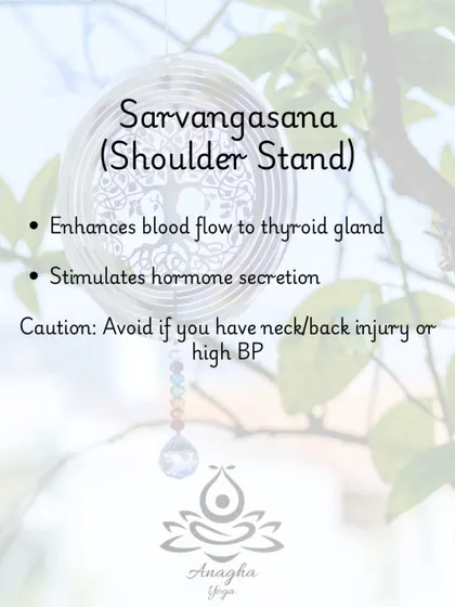 Sarvangasana (Shoulder Stand) is a key pose for thyroid health as it enhances blood flow to the thyroid gland and stimulates hormone secretion.