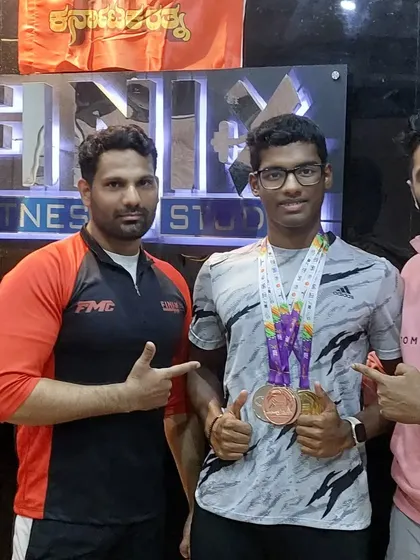 Another shot of our trainers with Khelo India champion Nithik. We stand by our athletes every step of the way, celebrating their hard-earned victories.