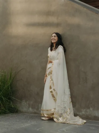 Our version of a new-age bride: 'Modern Gajrewali goes to a Gidda'. A perfect blend of tradition and modern fun.