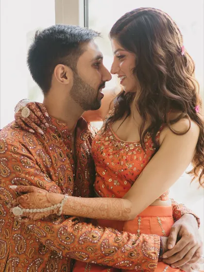 Another romantic shot. The focus is on the connection between the couple, with the makeup enhancing her natural beauty.