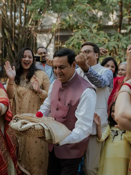 The Bhaat ceremony, a joyous ritual where the maternal uncle arrives with gifts and blessings.