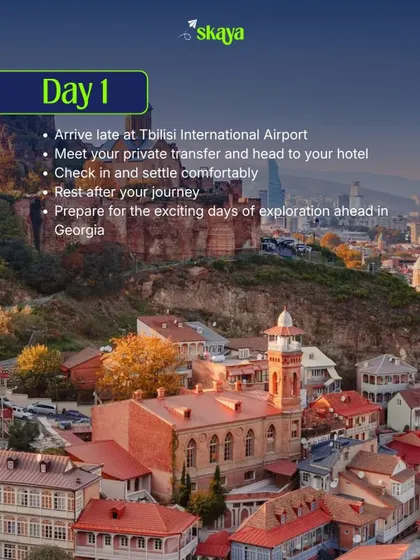Our Georgia trip itinerary starts with a comfortable arrival. We handle the private transfer and hotel check-in so you can rest and prepare for the adventure ahead.