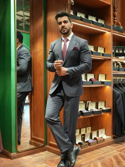 A client looking sharp in a bespoke grey suit. The fit is impeccable, from the shoulders to the trouser break, showcasing the difference that custom tailoring makes for a professional wardrobe.