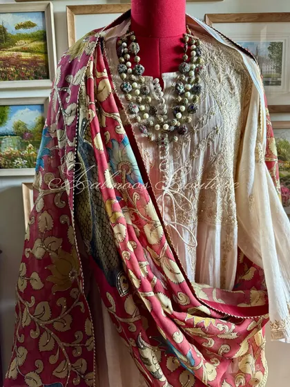 Another angle of the styled Anarkali, showing how the dupatta can be draped for a different but equally elegant effect.
