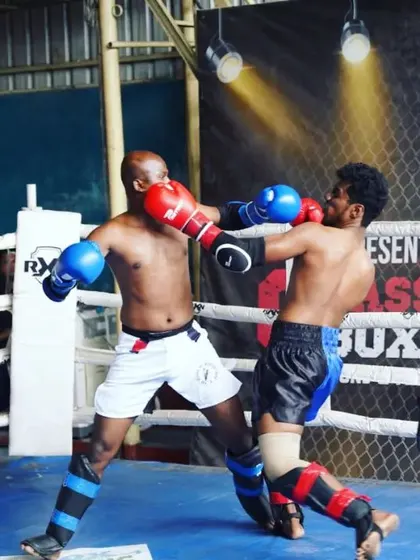 A clean punch lands for Ashwin during his WBC qualifier bout. We drill precision striking relentlessly.