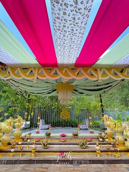 A duplicate image of the vibrant and unique wedding setup.