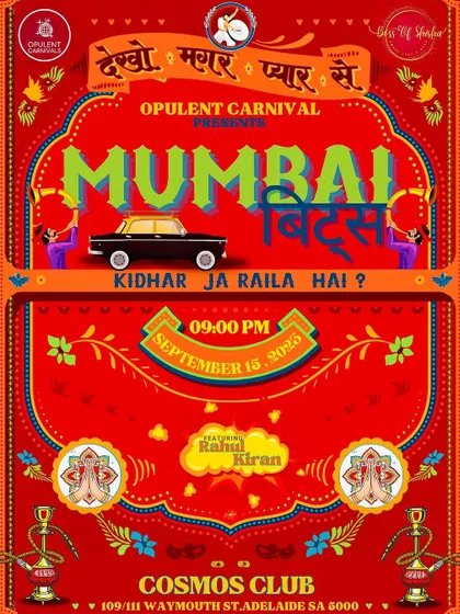 A uniquely designed poster for 'Mumbai Beats', an event with a distinct Indian truck-art theme. This gig celebrated the sounds of Mumbai, including Marathi music and rap.