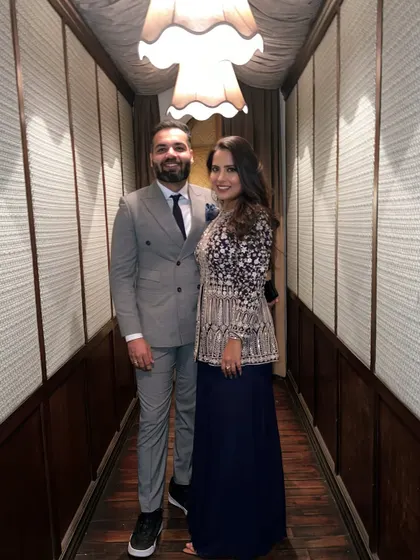 I don’t dress up often, but when I do, it’s for a wedding. This navy sharara set was perfect for a cocktail reception.