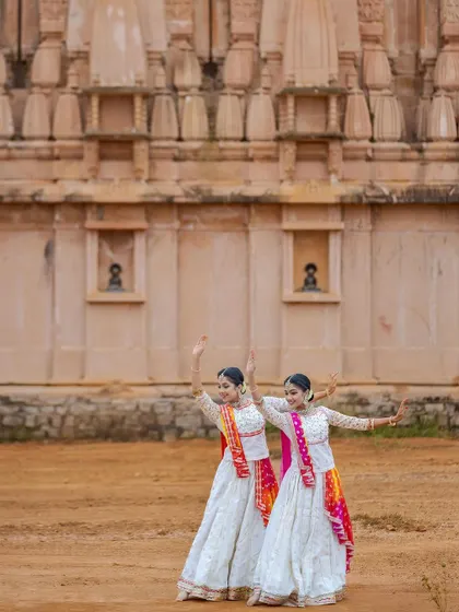 A mirror-image pose that highlights our synchronicity. Performing as sisters allows for an intuitive connection that is visible in our duets.