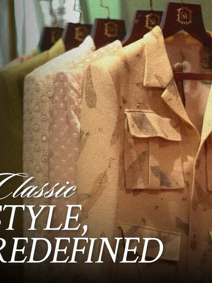 Classic style, redefined. This image showcases a rack of our contemporary jackets, each piece offering a fresh take on timeless menswear.