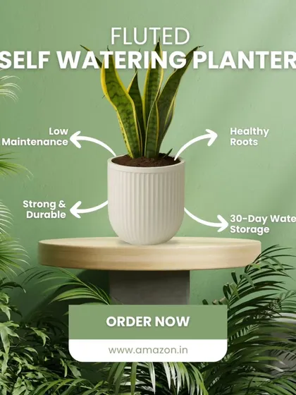 Meet our Fluted Self-Watering Planter, where elegant design meets smart technology. It stores water for up to 30 days, ensuring healthy roots and low maintenance, all while looking great in any setting.