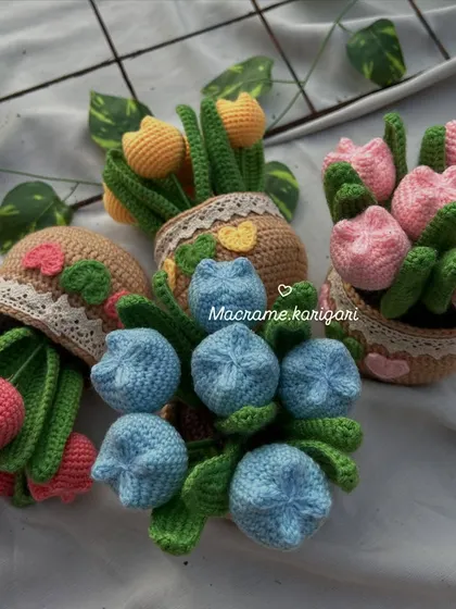 A colorful assortment of our handmade tulip pots, showcasing the variety of hues available. These are perfect for bulk orders and return gifts.