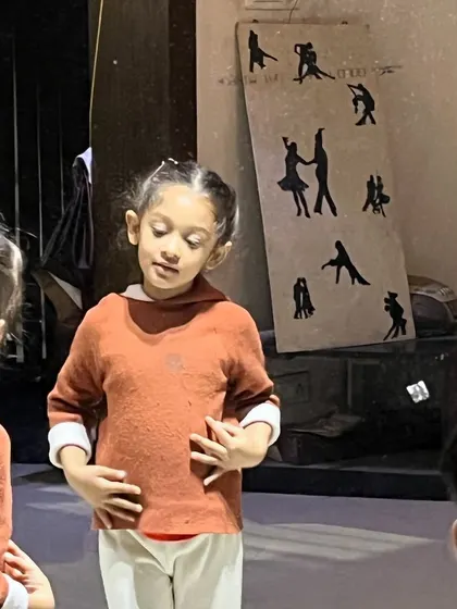 Young dancers learning choreography in my kids' class. These sessions focus on basic steps, rhythm, and expression, helping children develop their skills while having fun.