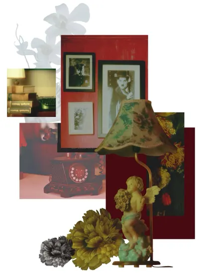 A post-shoot "vibe board" for my "Love in Future Past" editorial. Creating these helps me distill the core aesthetic of a project after it's completed.