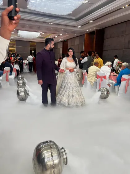 A guest's view of the couple's grand smoke entry. This effect always wows the crowd and makes for incredible photos and videos.