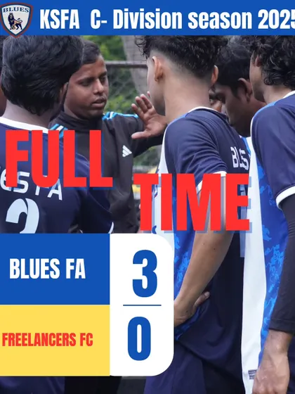 A decisive 3-0 victory for our Blues FA team in the KSFA C-Division. This result reflects the team's strong performance and cohesive gameplay throughout the match.
