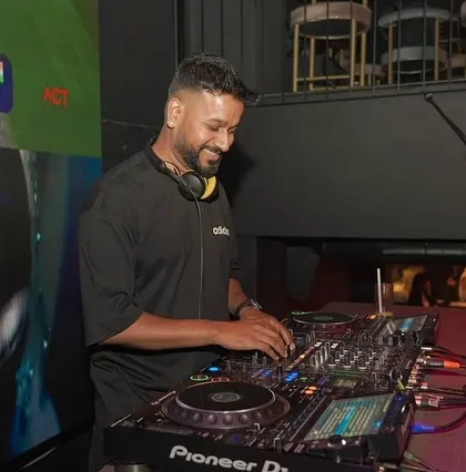 A shot of me mixing during ladies' night.