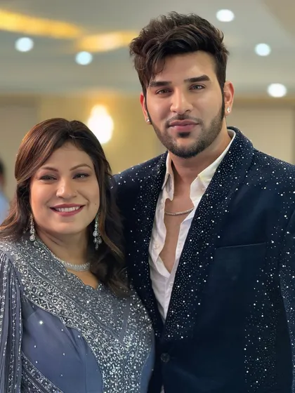 It's always a pleasure to dress clients for their special moments. Here is actor Paras Chhabra looking sharp in a custom-designed navy blue embellished blazer for an event.
