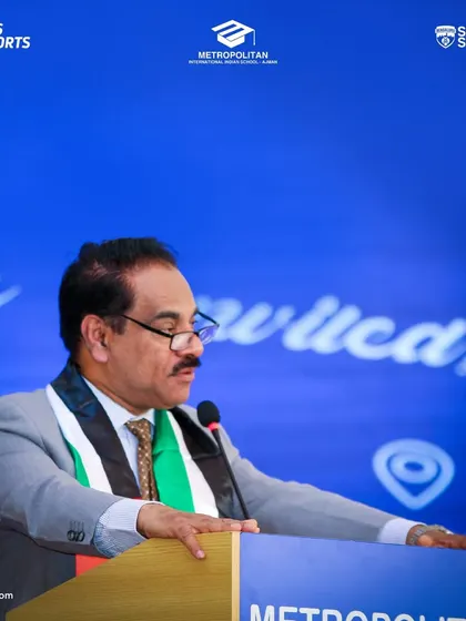An official from H16 Sports speaks at the podium during the launch event in the UAE.