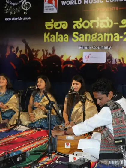 A trio of our Hindustani vocal students performs a Chota Khayal in Raag Miya Malhar at Kalaa Sangama, showcasing their training in classical performance.