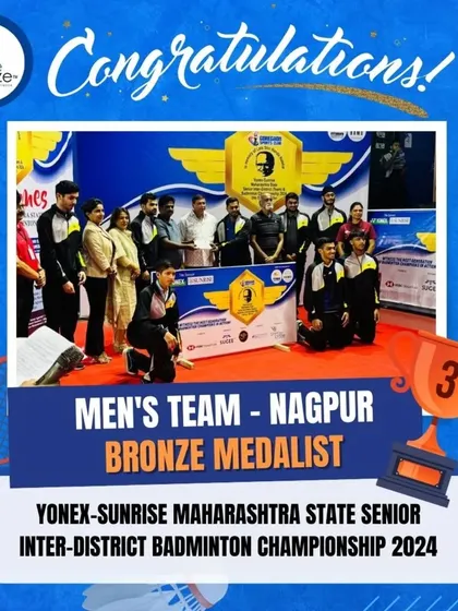 Congratulations to the Nagpur Men's Team for securing the bronze medal at the Maharashtra State Senior Inter-District Badminton Championship.