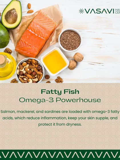 Fatty fish like salmon and mackerel are an omega-3 powerhouse. These fatty acids reduce inflammation, keep your skin supple, and protect it from dryness, making them an essential part of an anti-acne diet.