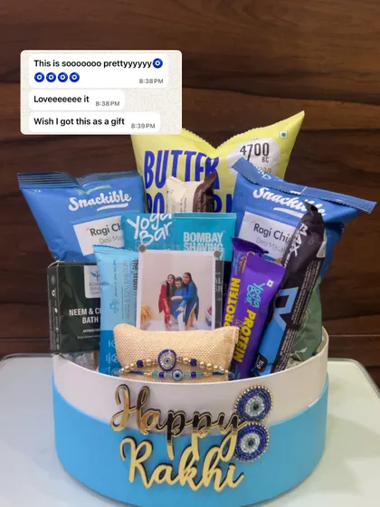 A client's reaction to the personalized Rakhi hamper I made, complete with a family photo. It's the little touches that make a gift unforgettable.