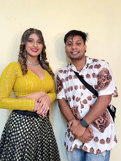 On set with the talented Komal Singh for an upcoming song. I enjoy collaborating with artists to create memorable dance performances.