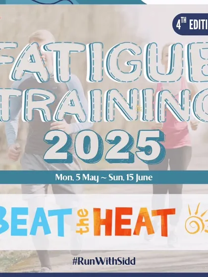 The official poster for Fatigue Training 2025: Beat the Heat. This is our signature summer challenge.