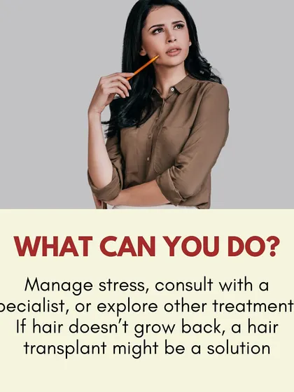 If stress-induced hair loss doesn't resolve, what can you do? We recommend consulting a specialist to explore treatments. A hair transplant can be a solution for permanent loss.