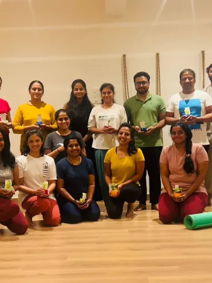 The same group as image 53, celebrating together after a session.