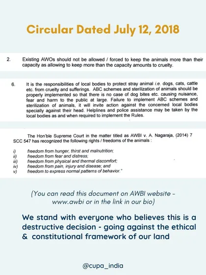 This circular from 2018 reinforces the constitutional framework for animal rights, including the five freedoms. My work is to ensure these established principles are upheld.