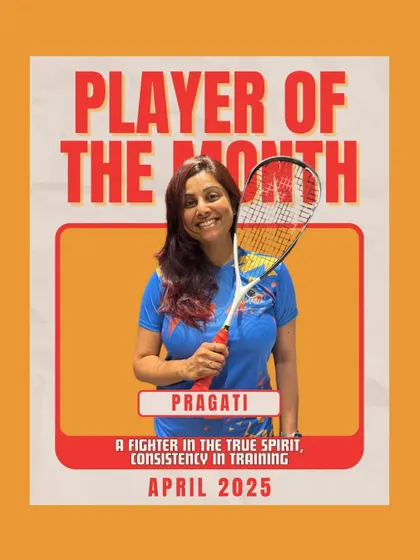 Presenting our Player of the Month, Pragati. Her journey is a testament to perseverance. Through quiet determination and consistent hard work, her game has become fierce and powerful.