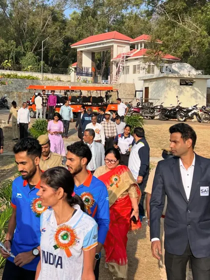 Walking with fellow athletes and dignitaries during the Republic Day procession at SAI. There is a strong sense of community and shared purpose on days like this.