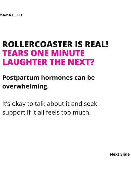 Tears one minute, laughter the next? The hormonal rollercoaster is real. Postpartum hormones can be overwhelming, and it's okay to talk about it and seek support if it feels like too much.