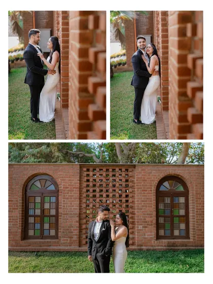 Another set of poses from the same urban shoot, showcasing the versatility of a single location. The brick textures and architectural details add a lot of character.