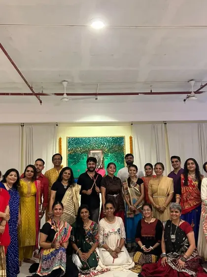 A beautiful group photo from our Navratri celebration. The studio was filled with color, music, and the happy faces of our community.