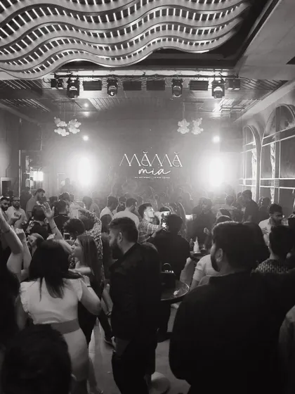 A black and white shot of the dance floor at Mamamia Indore, showing just how packed the venue was.